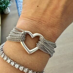 Silver Heart Chain Bracelet